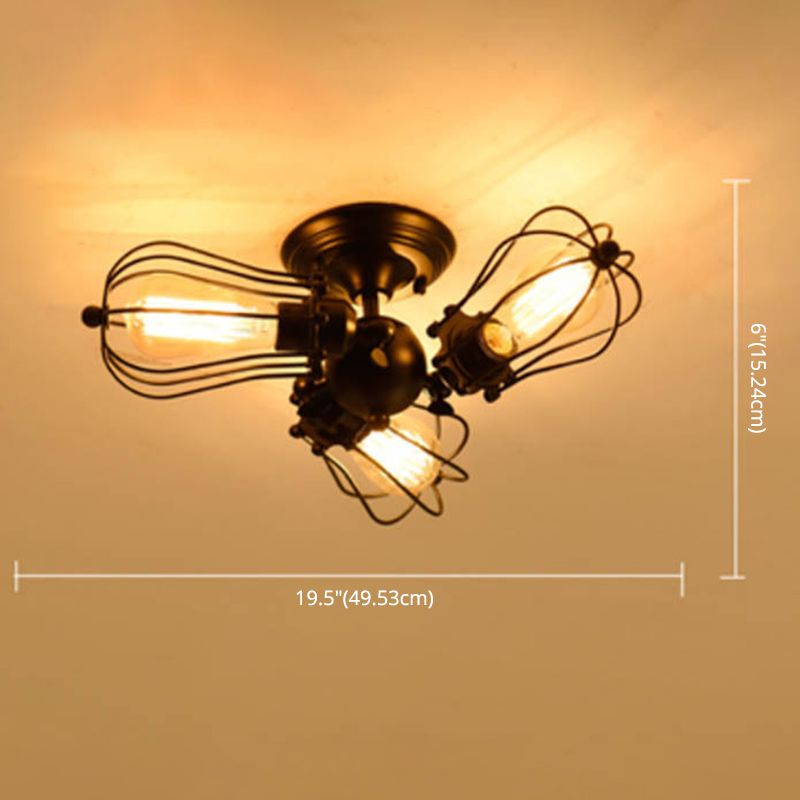 Industrial Starburst Semi Flush Mount Light Metal Semi Flush Light Fixtures for Living Room Bedroom