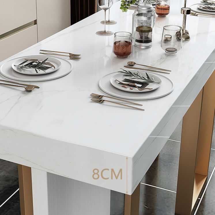 Marble Double pedestal Patio Bar Table Indoor Bistro Bar Height Cocktail Table in White