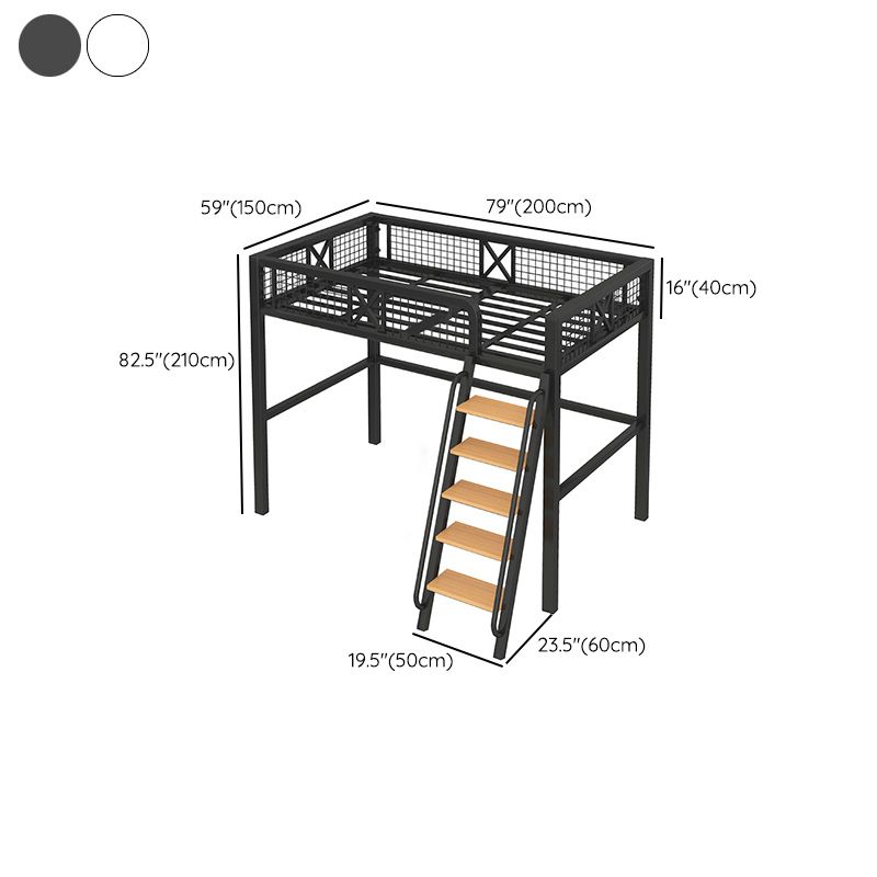 No Theme Kids Bed Gender Neutral Metal Loft Bed with Guardrail