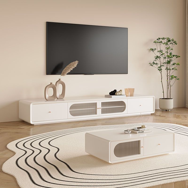 Modern TV Stand Console Wooden TV Media Console with 2 Drawers