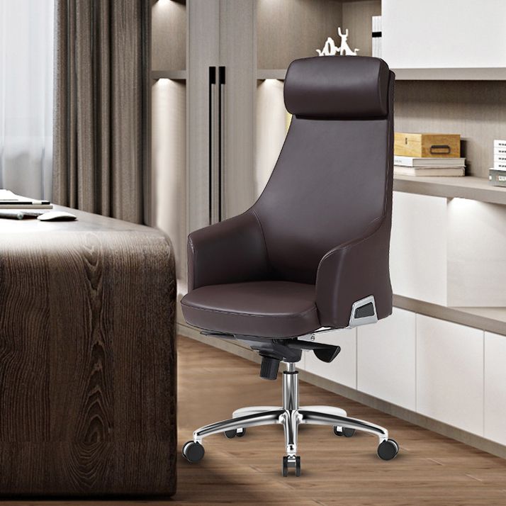 Contemporary Desk Chair Padded Arms Leather Advanced Office Chair