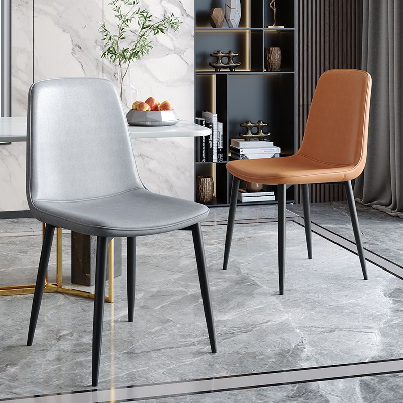 Contemporary Style Chair Kitchen Armless Chairs with Metal Legs