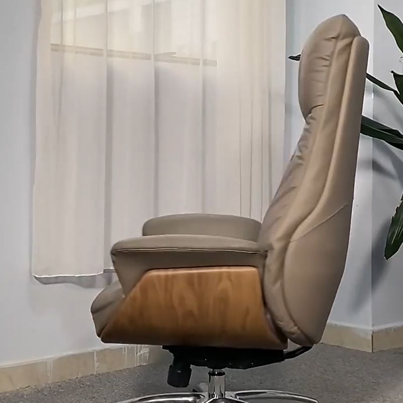 Contemporary Leather Executive Chair Wheels Included Managers Chair for Office