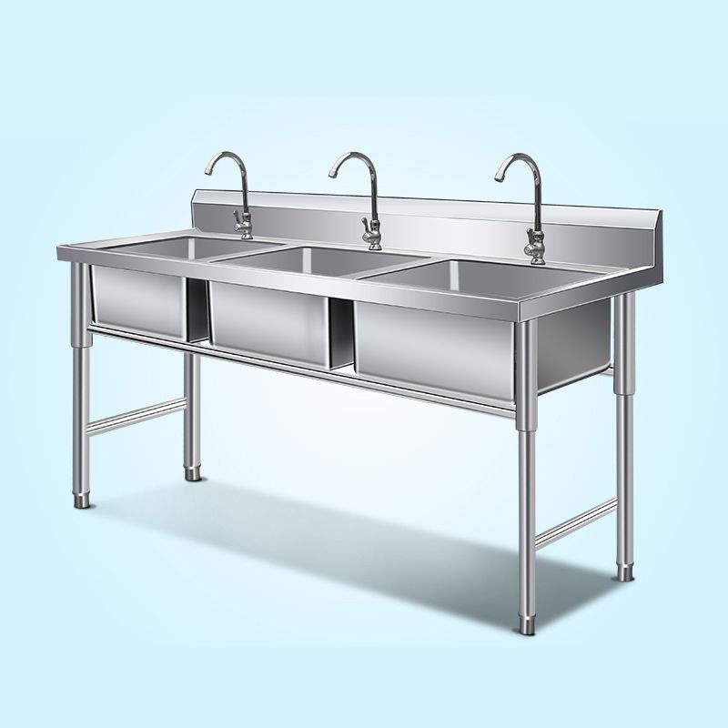 Basic Kitchen Sink Rectangular Workstation Sink with Faucets