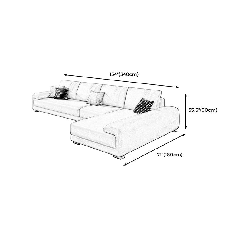 133.9"W √ó 70.87"D √ó35.43"H  Faux Leather Pillow Top Arm Sectional with Stain-Resistant