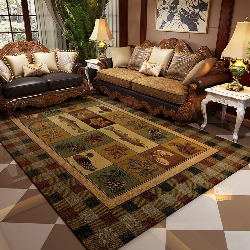 Olden Living Room Rug Multi Color Animal Print Rug Synthetics Non-Slip Backing Washable Stain-Resistant Carpet