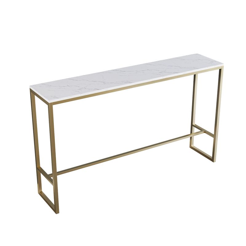 Stone Bar Dining Table Glam Rectangle Bar Table with Trestle for Restaurant