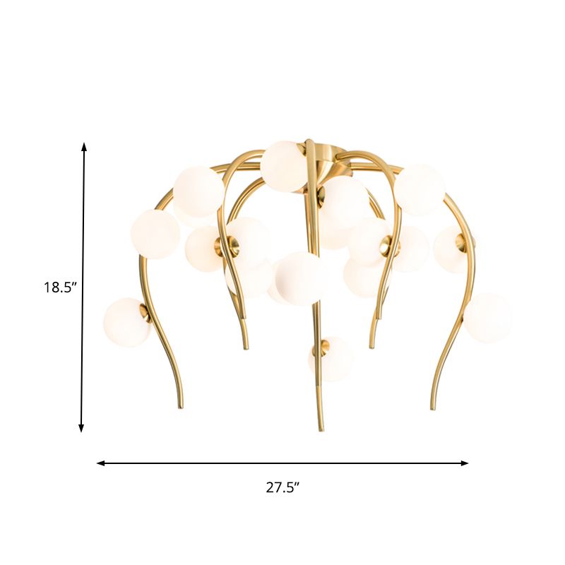 15/20 luci soggiorno soffitto a filo monte globo vetro bianco vetro nero/oro lampada a filo con ramo piangente