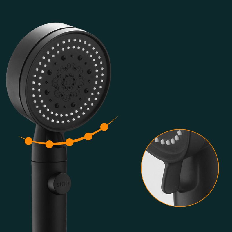 Classic Shower Head Adjustable Spray Pattern Round Shower Head in Black