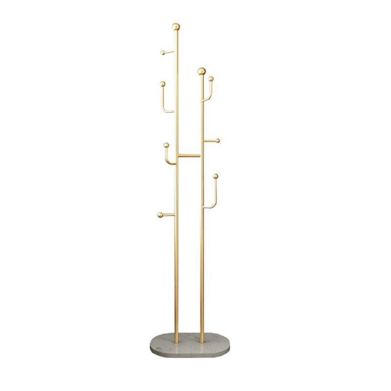 Contemporary Hall Tree Metal Free Standing with Hooks Coat Hanger