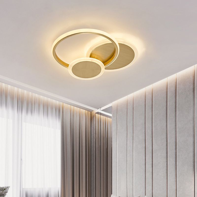 Multiple-Light Round Flush Mount Lighting Modern Metal Ceiling Lighting