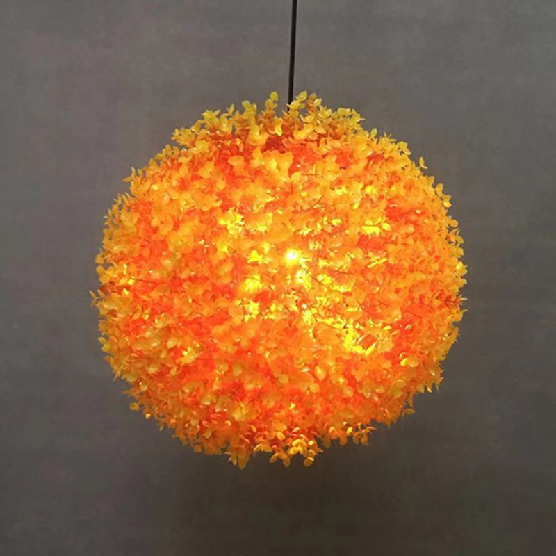 Metal Orange Hanging Light Spherical 1 Light Industrial LED Ceiling Lamp for Restaurant, 12"/14"/16" Diameter