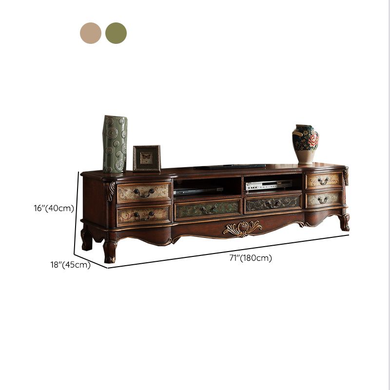 Traditional Media Console Solid Wood TV Stand Console with Legs