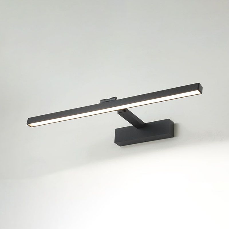 Metalen lineaire wandwandcontract Moderne stijl 1-licht zwaaitarm spiegel Wandlamp in het zwart