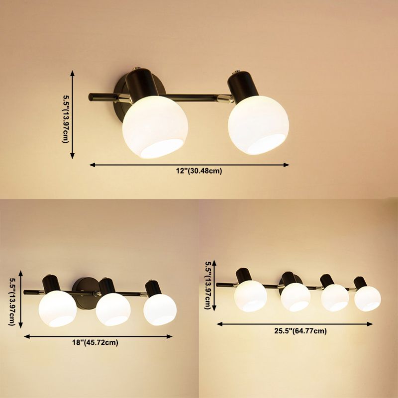 Orb Shape Bathroom Wall Lamp Metal and Glass Traditional Style Sconce Wall Light