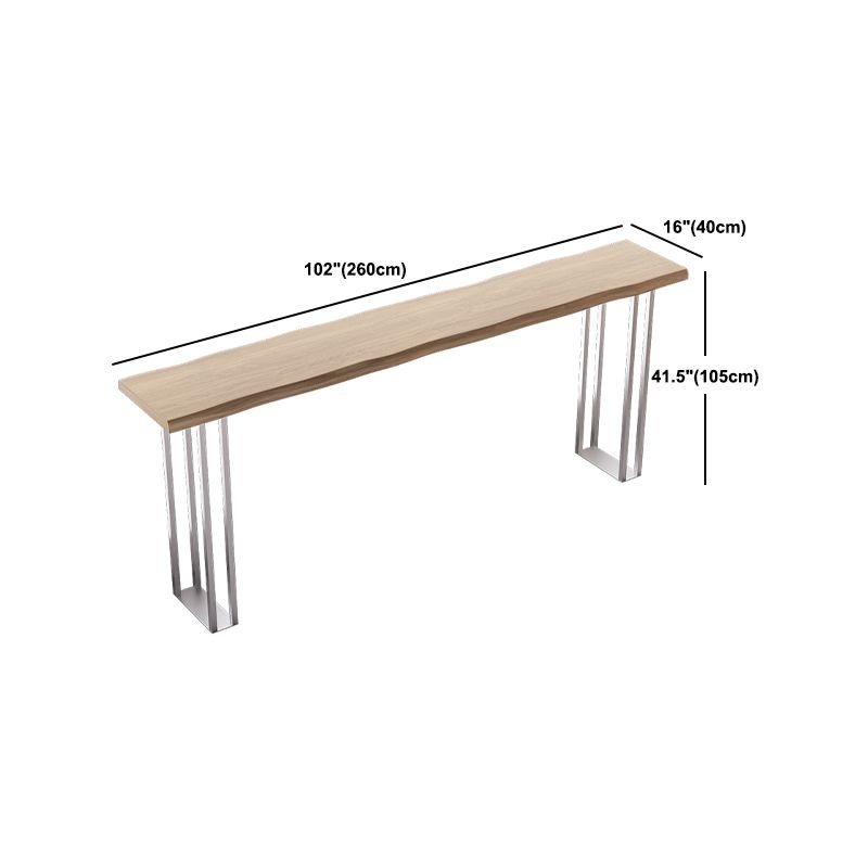 Pine Wood Bar Dining Table Modern Rectangle Bar Table with Double Pedestal for Balcony