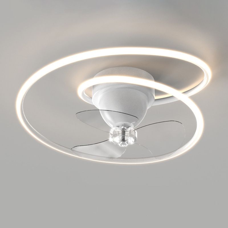 3-Blade Contemporary Ceiling Fan Polish Finish LED Fan with Light for Foyer