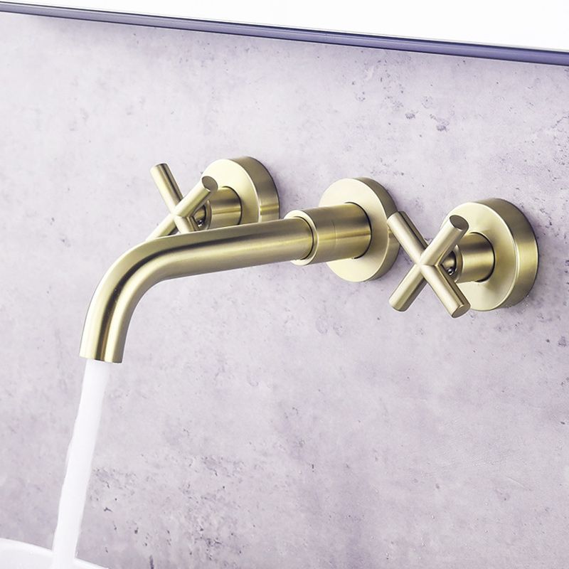 Cross Handle Wall Mounted Bathroom Faucet 3 Hole Luxury Vanity Sink Faucet