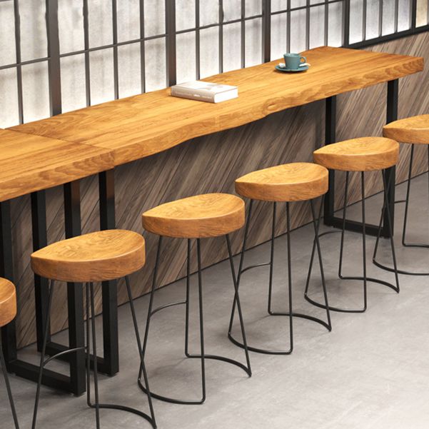 Industrial Bar Dining Table Solid Wood Bar Dining Table with Sled Base