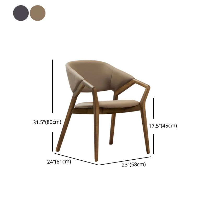 Contemporary Wood Dining Chairs Open Back Dining Side Chair for Home Use