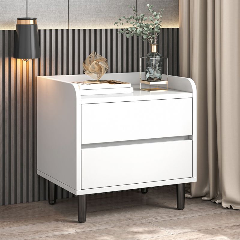 Contemporary Wood Nightstand with Drawers Accent Table Nightstand