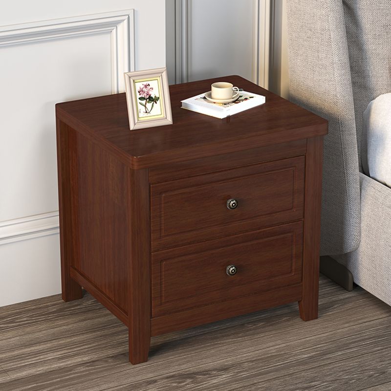 Modern 2-Drawer Storage Nightstand 20 Inch H Imitation Wood Legs Included Night Table