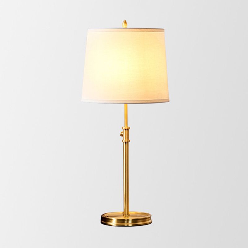 Fabric Barrel Shaded Table Lamp Modern Nightstand Lighting in Gold for Study Room