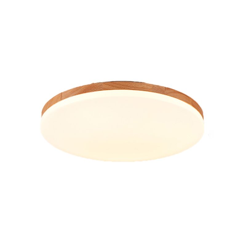 Wood Modern Flush Mount Geometric Shape Ceiling Light with Acrylic Shade for Living Room