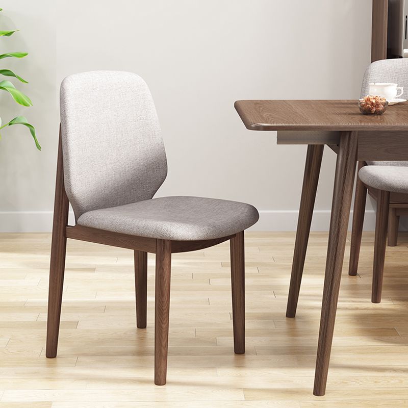 Scandinavian Style Linen Dining Chairs Solid Back Chair for Home