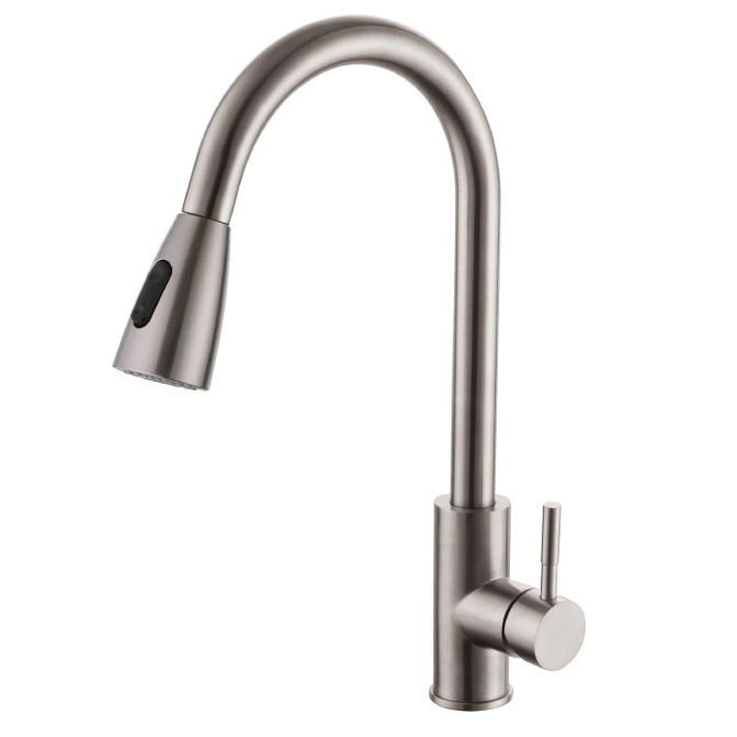 Modern Style Kitchen Faucet Stainless Steel 1-Handle Retractable Kitchen Faucet