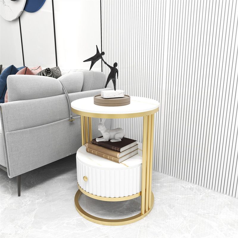 Glam Bed Nightstand Open Storage Bedside Cabinet for Bedroom