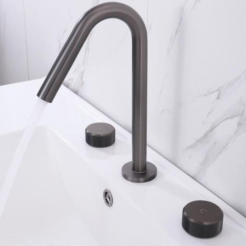 Circular Bathroom Faucet with Gooseneck Arc 3 Hole Widespread Bathroom Sink Faucet