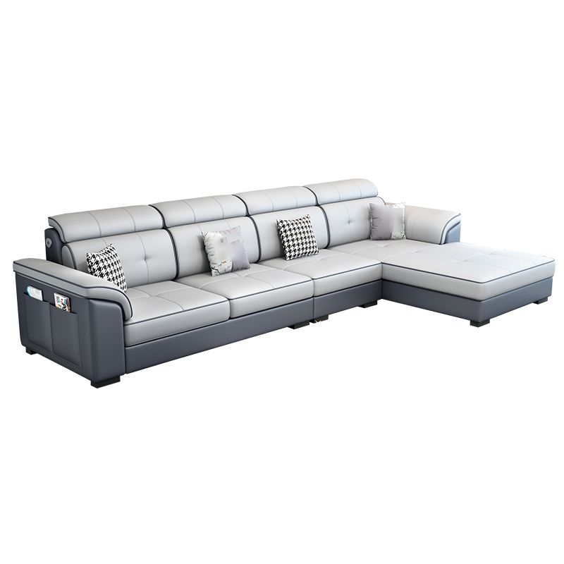 Faux Leather/Cotton Blend L-Shape Right Hand Facing Sectional Sofa Set