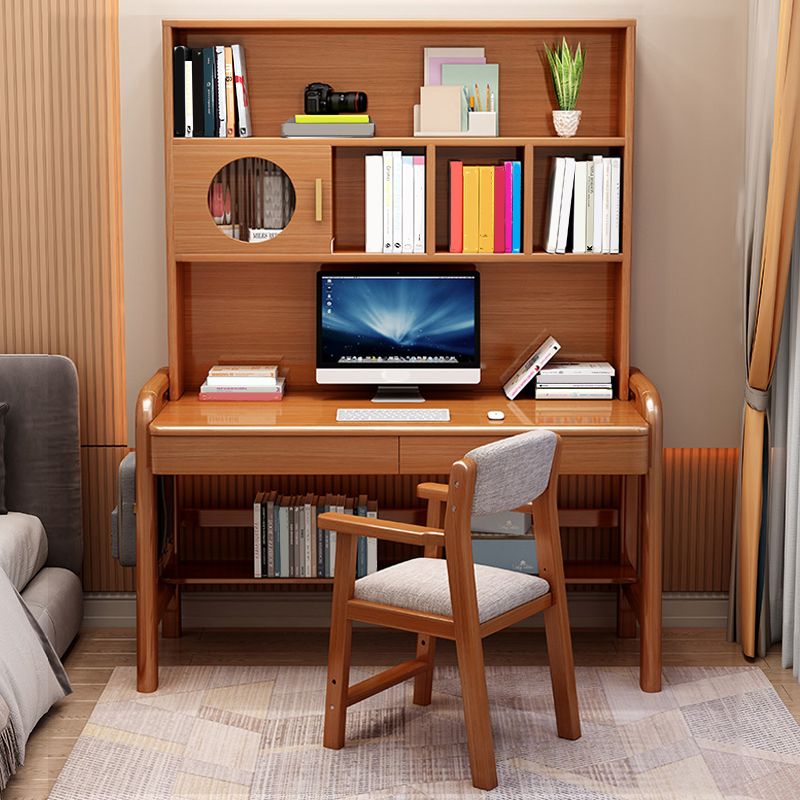 Solid Wood Writing Desk Multifunctional Lifting with Storage Drawer with Bookshelf