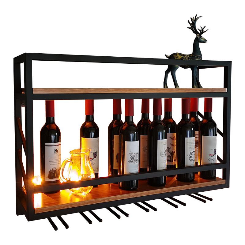 Wood and Metal Wall Mounted Wine Rack 8"W X 22"H 12-Bottle Wine Racks with Shelf