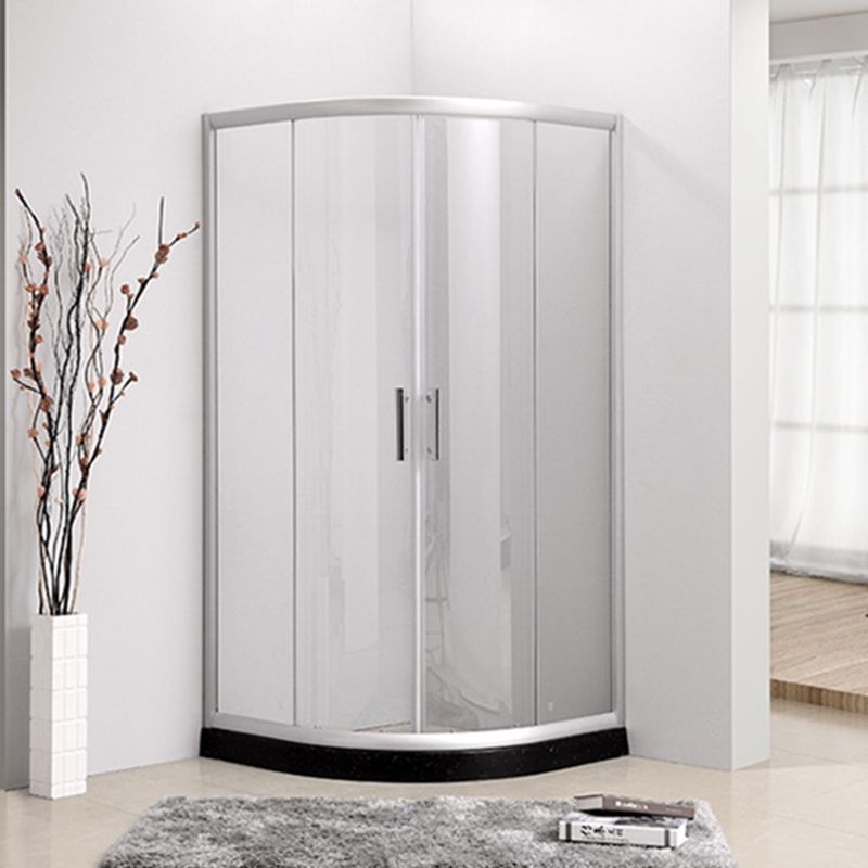 Contemporary Shower Stall Striped Round Semi-Frameless Shower Stall