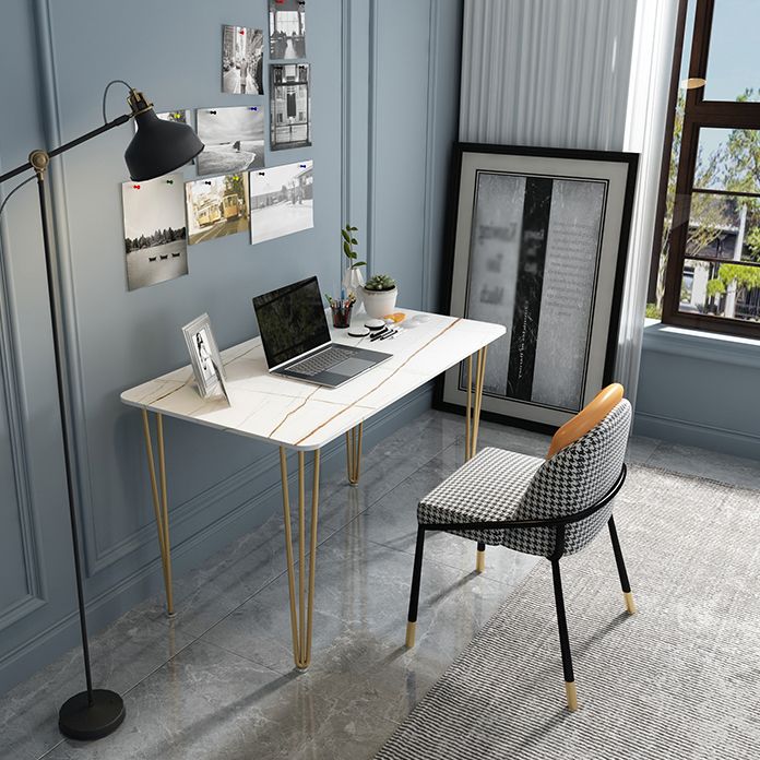 Home Hairpin Base Writing Desk Glam Style Stone Writing Desk