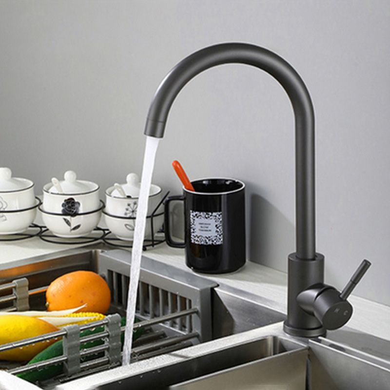 Modern Spray Kitchen Faucet Stainless Steel Swivel Spout Bridge Faucet