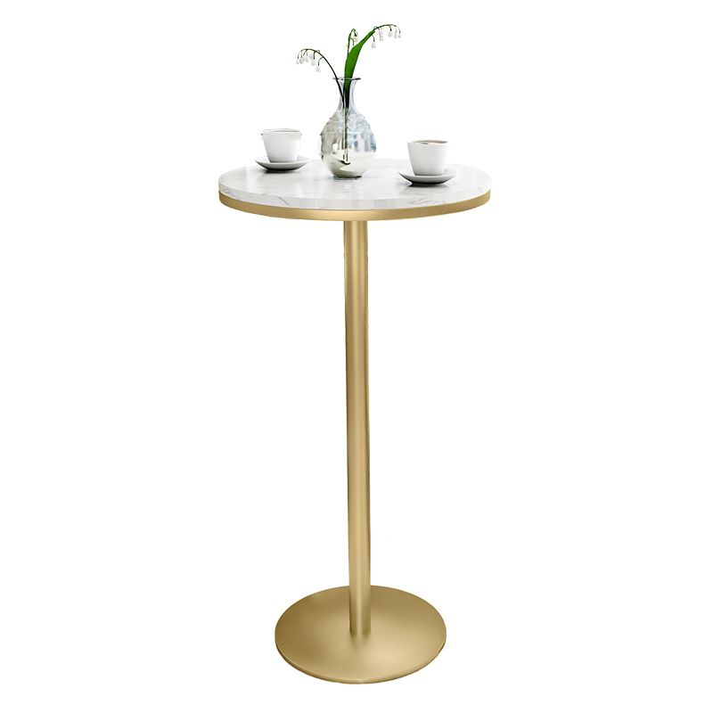 Round and Square Glam Style Bar Table in Faux Marble and Metal Milk Tea Shop Bar Table