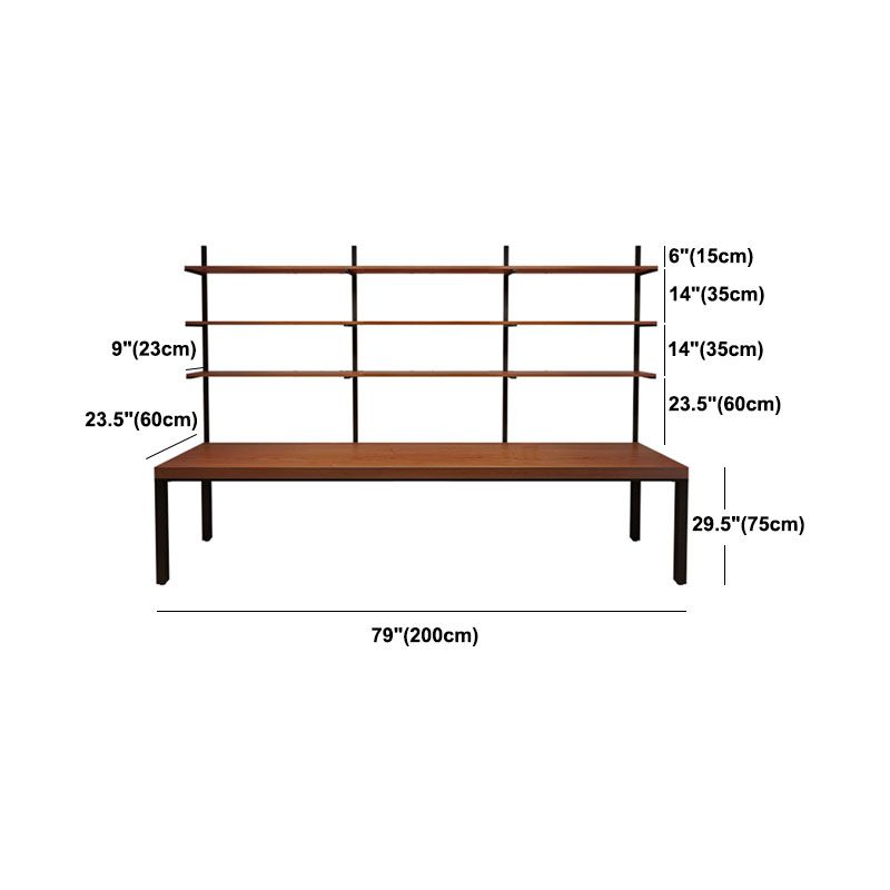 Modern Solid Wood Office Desk Rectangular Home Writing Desk in Brown