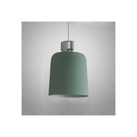 Metal Bucket Shade Hanging Light Single Light Nordic Pendant Lighting in Blue/Green/Pink for Restaurant Dining Room