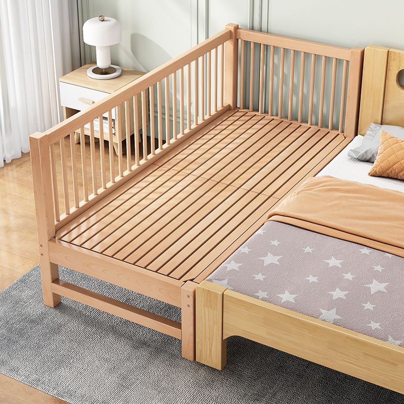 Traditional Style Solid Wood Nursery Crib with Mattress and Guardrail