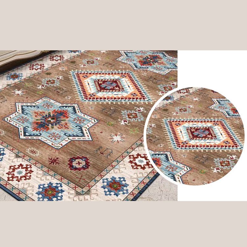 Distressed Moroccan Area Rug Traditional Floral Design Indoor Rug Polyester Non-Slip Backing Carpet for Home Decoration