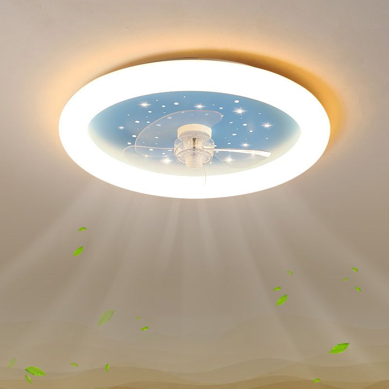 3-Blade LED Ceiling Fan Children Blue Fan with Light for Bedroom