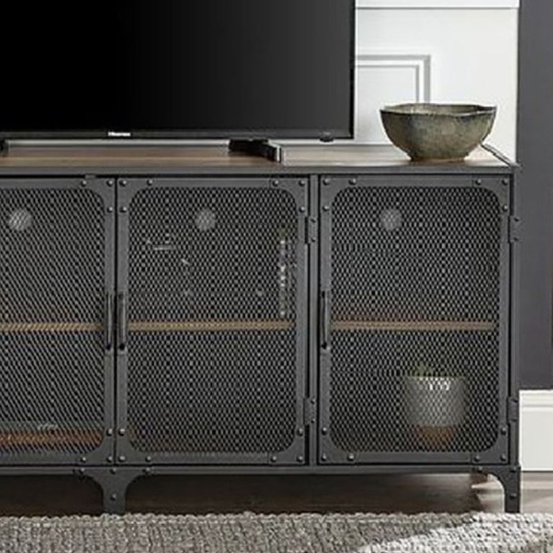 Industrial Pine TV Stand Console Enclosed Storage TV Media Stand for Living Room