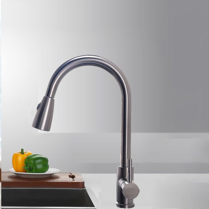 Modern Spray Kitchen Faucet Stainless Steel with Pull Out Sprayer Bar Faucet