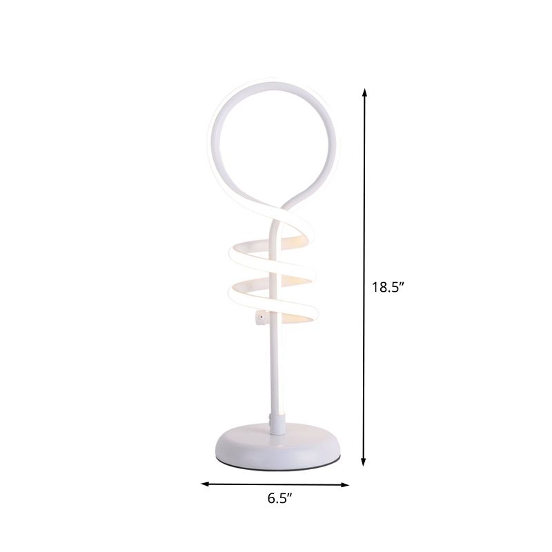 White Lollipop Desk Light Contemporary LED Acrylic Reading Lamp with Spiral Design in Warm/White Light