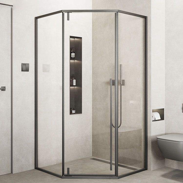 Modern Shower Enclosure Corner Black Clear Glass Shower Stall