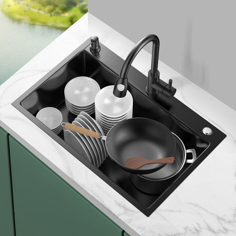 Stainless Steel Kitchen Sink Single Bowl Sink with Faucet and Soap Dispenser