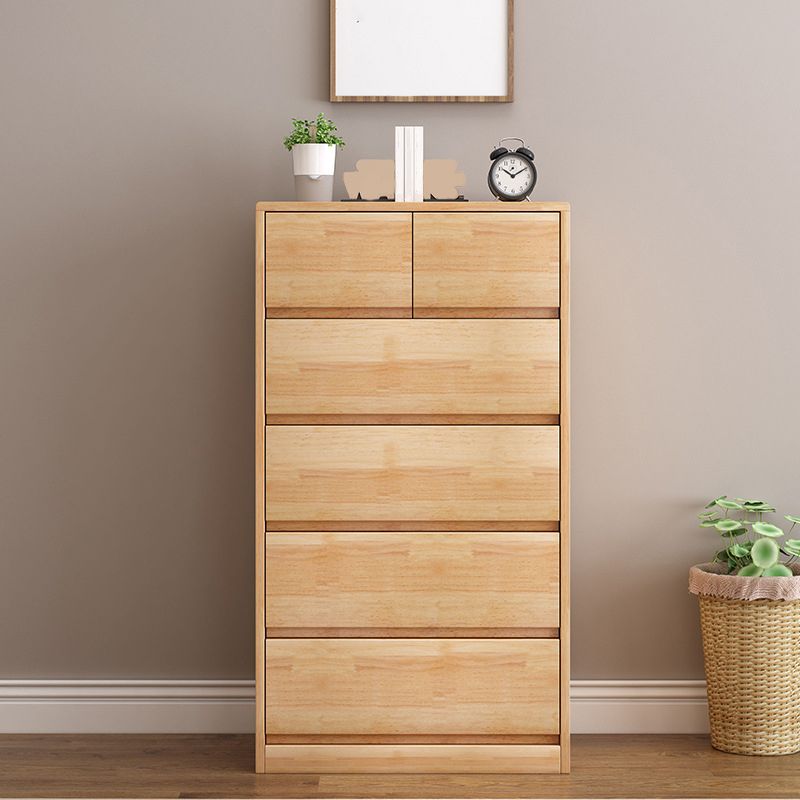 Contemporary Vertical Rubberwood Dresser Bedroom Lingerie Chest Dresser with Drawer